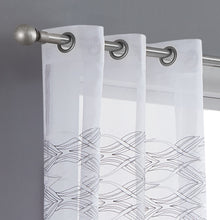 Load image into Gallery viewer, Dainty Home New Wave Boho 3D Wave Embroidered Striped Design Linen Look Light Filtering Grommet Panel Pair