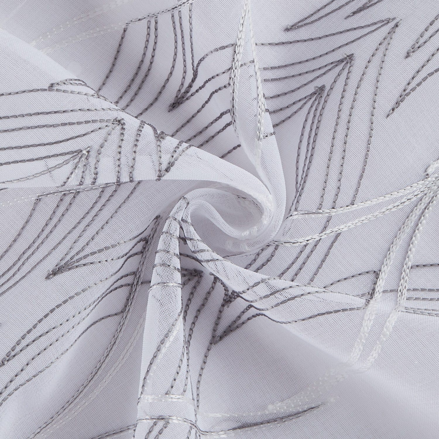 Dainty Home New Wave Boho 3D Wave Embroidered Striped Design Linen Look Light Filtering Grommet Panel Pair