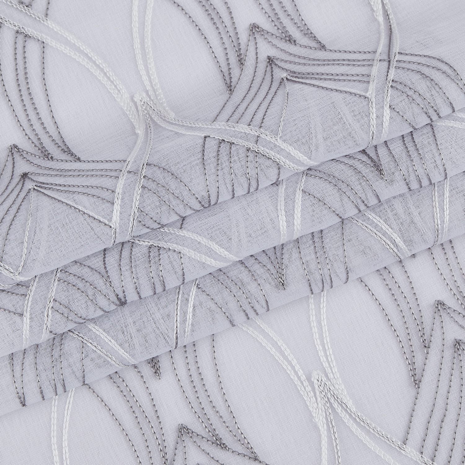 Dainty Home New Wave Boho 3D Wave Embroidered Striped Design Linen Look Light Filtering Grommet Panel Pair