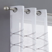 Load image into Gallery viewer, Dainty Home New Wave Boho 3D Wave Embroidered Striped Design Linen Look Light Filtering Grommet Panel Pair