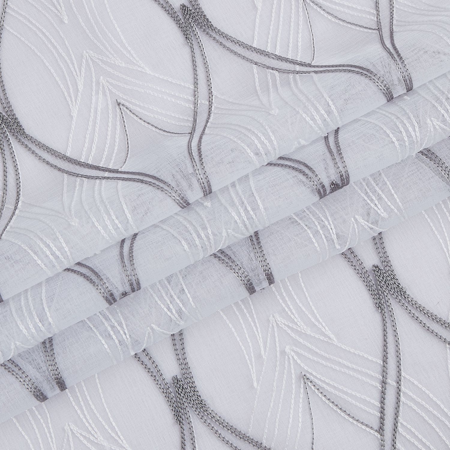 Dainty Home New Wave Boho 3D Wave Embroidered Striped Design Linen Look Light Filtering Grommet Panel Pair