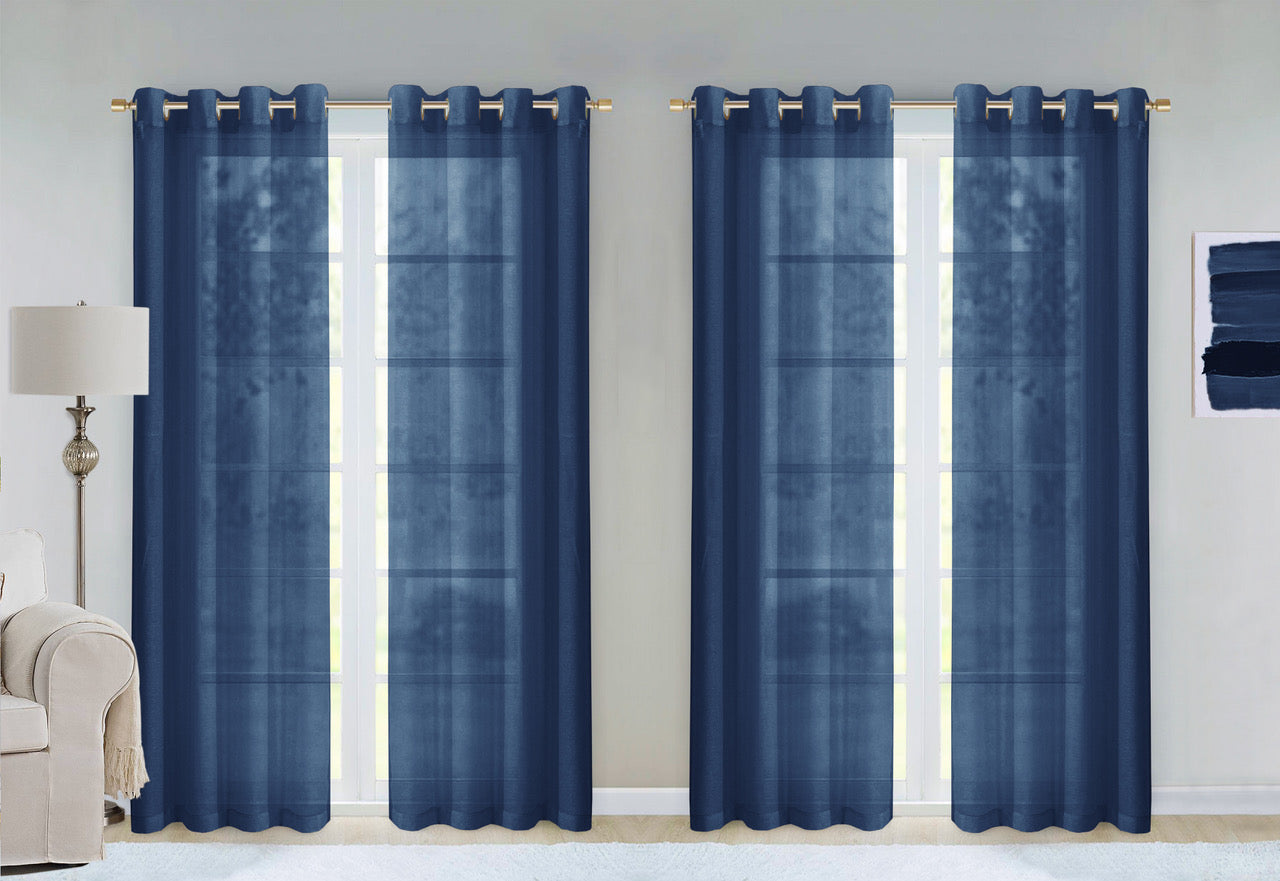 Dainty Home Malibu Solid Airy & Breathable Semi-Sheer Light Filtering Extra Wide Grommet Set Of 4 Window Panels