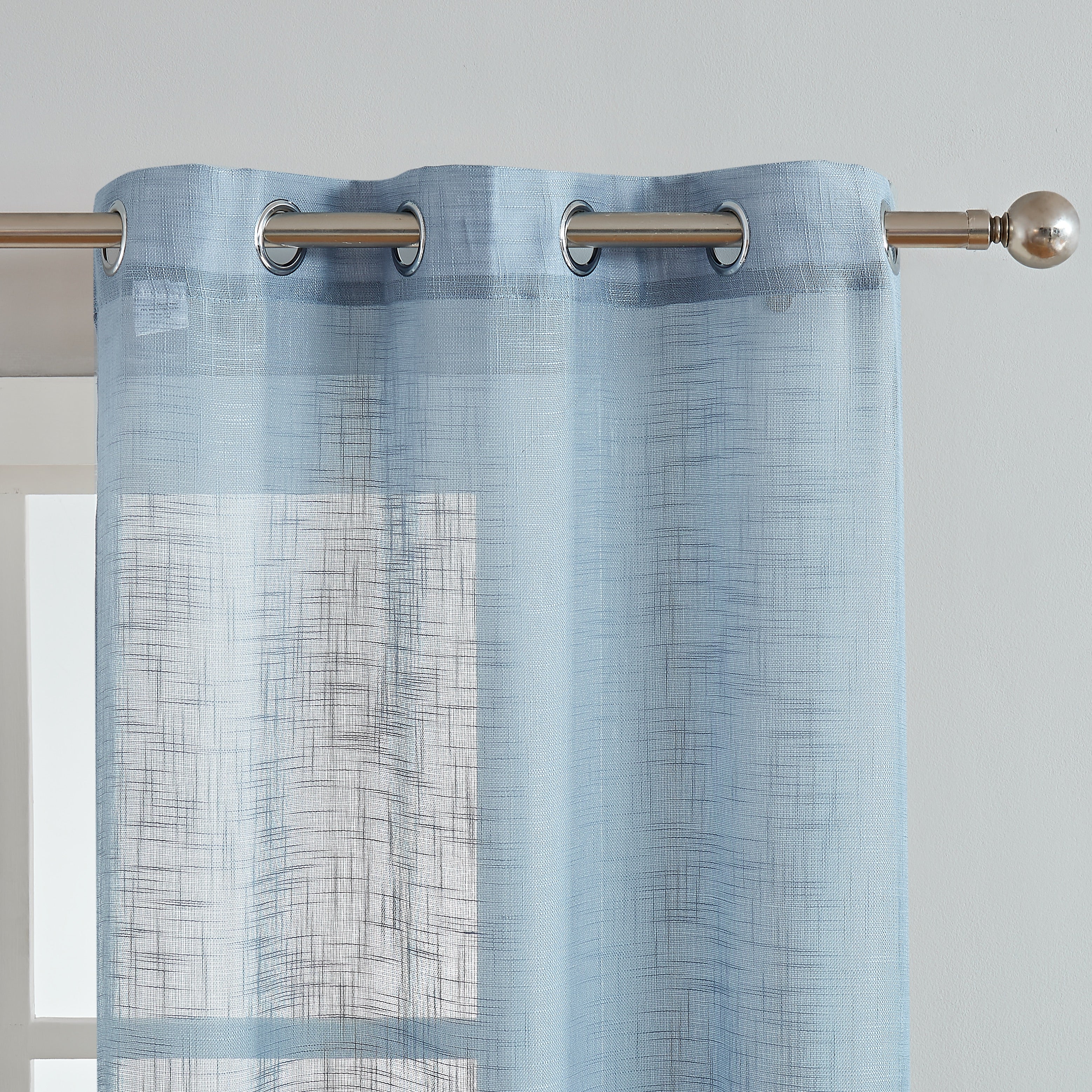Dainty Home Hannah Solid Criss-Cross Weave Fabric Semi-Sheer Airy & Breathable Light Filtering Grommet Panel Pair
