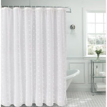 Load image into Gallery viewer, Dainty Home Snowball Modern 3D Linen-Look Fabric Shower Curtain With 3D Cotton Like Puffs