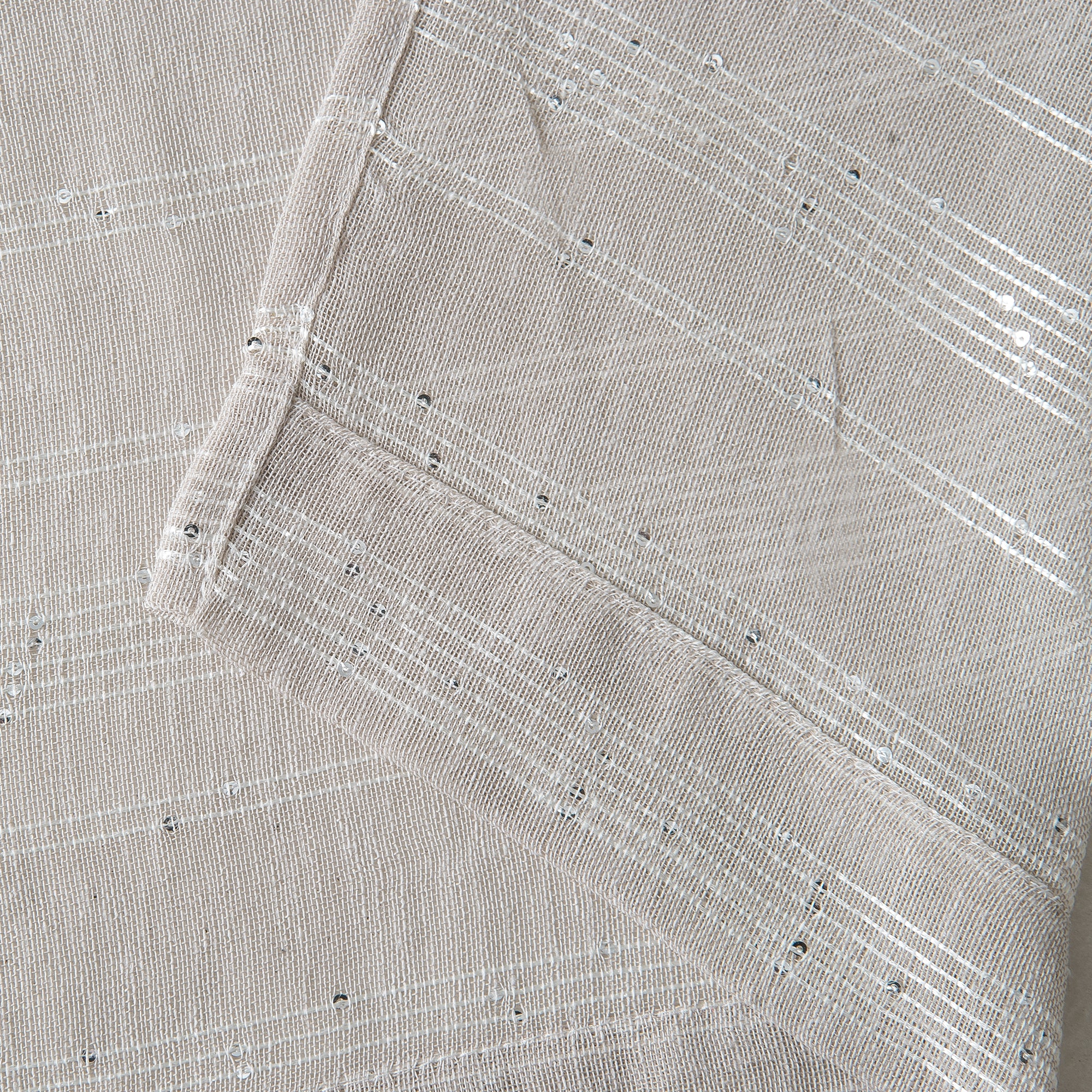 Dainty Home Shimmer Lurex Boho Embroidered Lurex Stripes With 3D Lurex Sequins Linen Look Light Filtering Grommet Panel Pair