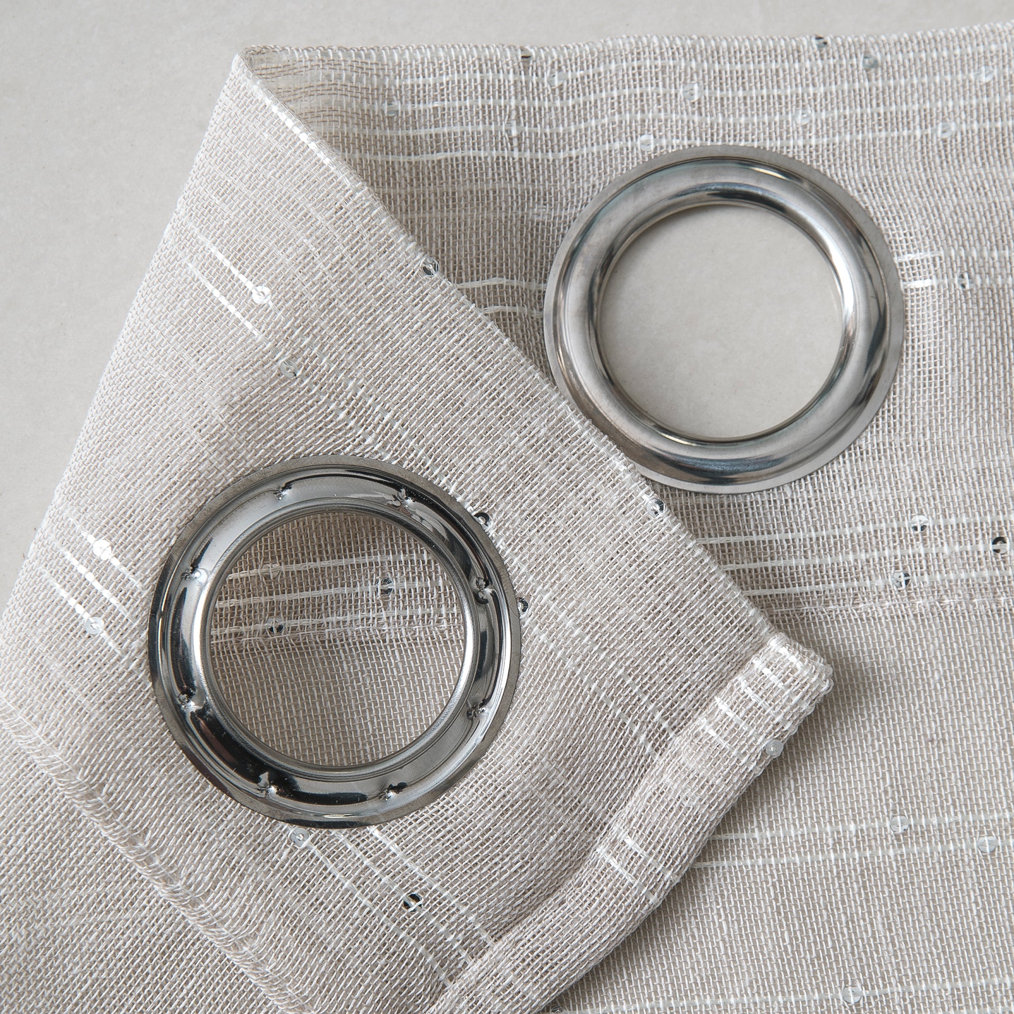 Dainty Home Shimmer Lurex Boho Embroidered Lurex Stripes With 3D Lurex Sequins Linen Look Light Filtering Grommet Panel Pair