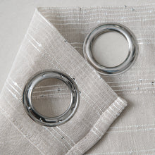 Load image into Gallery viewer, Dainty Home Shimmer Lurex Boho Embroidered Lurex Stripes With 3D Lurex Sequins Linen Look Light Filtering Grommet Panel Pair