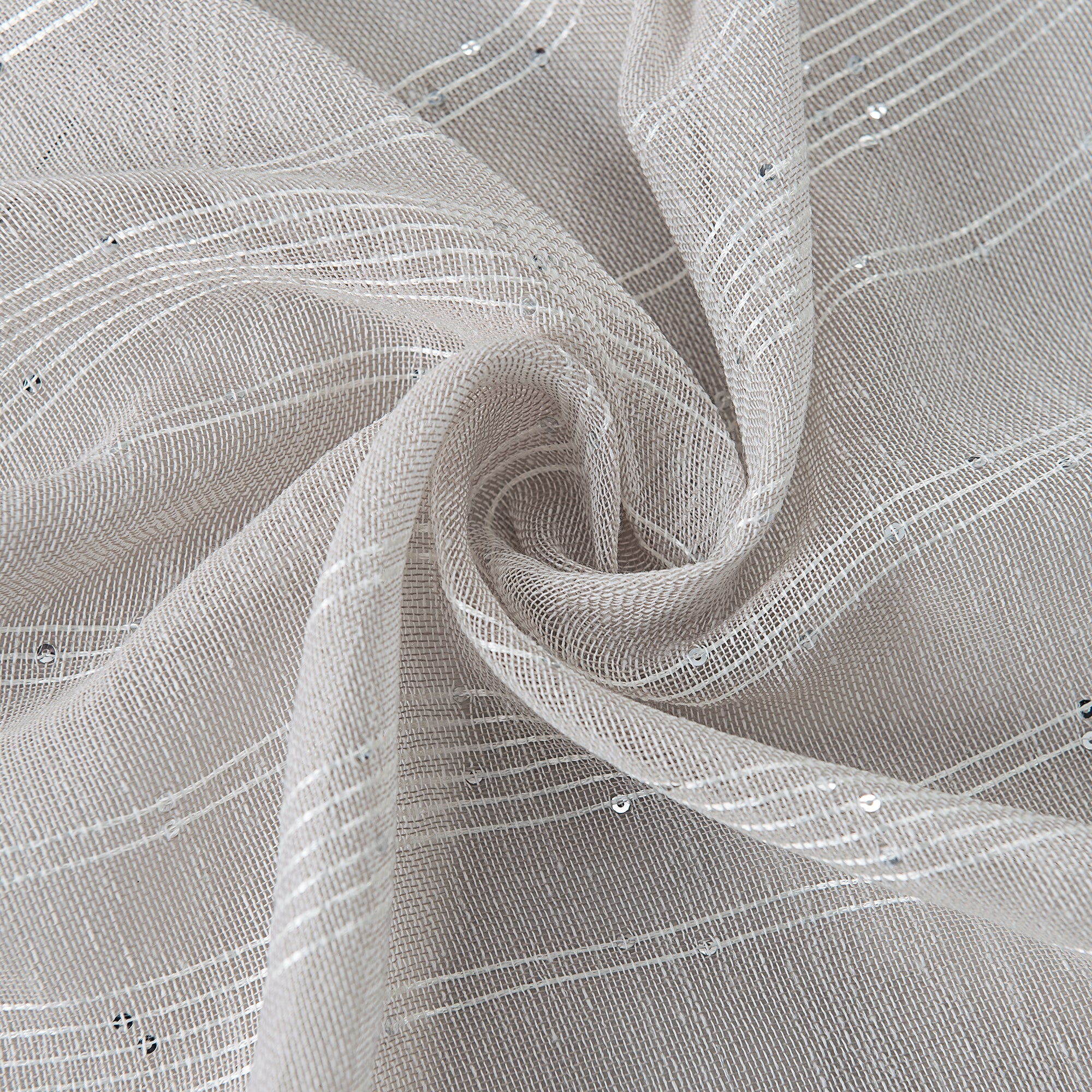 Dainty Home Shimmer Lurex Boho Embroidered Lurex Stripes With 3D Lurex Sequins Linen Look Light Filtering Grommet Panel Pair