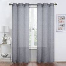 Load image into Gallery viewer, Dainty Home Shimmer Lurex Boho Embroidered Lurex Stripes With 3D Lurex Sequins Linen Look Light Filtering Grommet Panel Pair