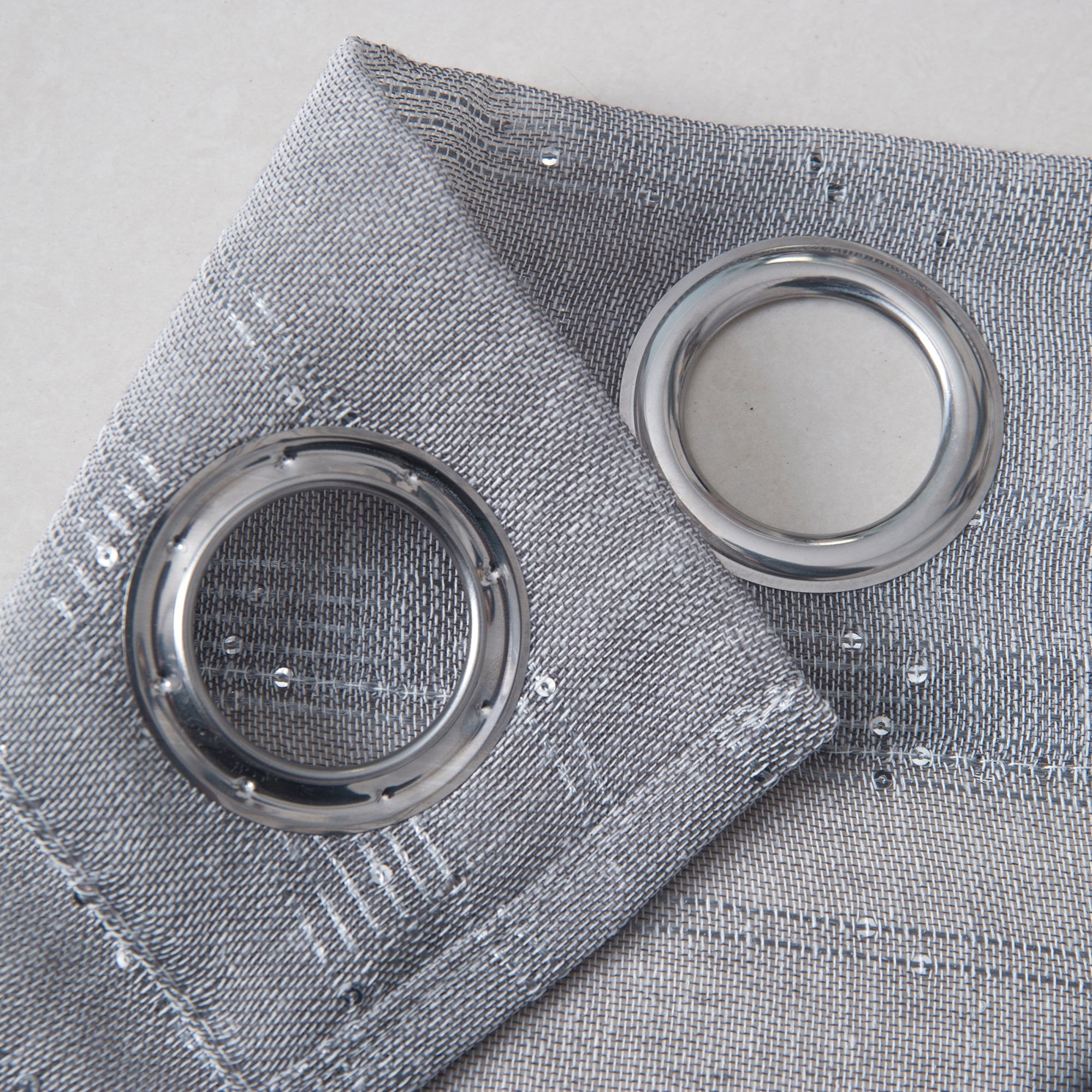 Dainty Home Shimmer Lurex Boho Embroidered Lurex Stripes With 3D Lurex Sequins Linen Look Light Filtering Grommet Panel Pair