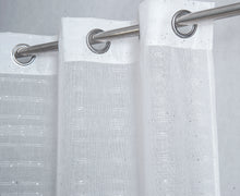 Load image into Gallery viewer, Dainty Home Shimmer Lurex Boho Embroidered Lurex Stripes With 3D Lurex Sequins Linen Look Light Filtering Grommet Panel Pair