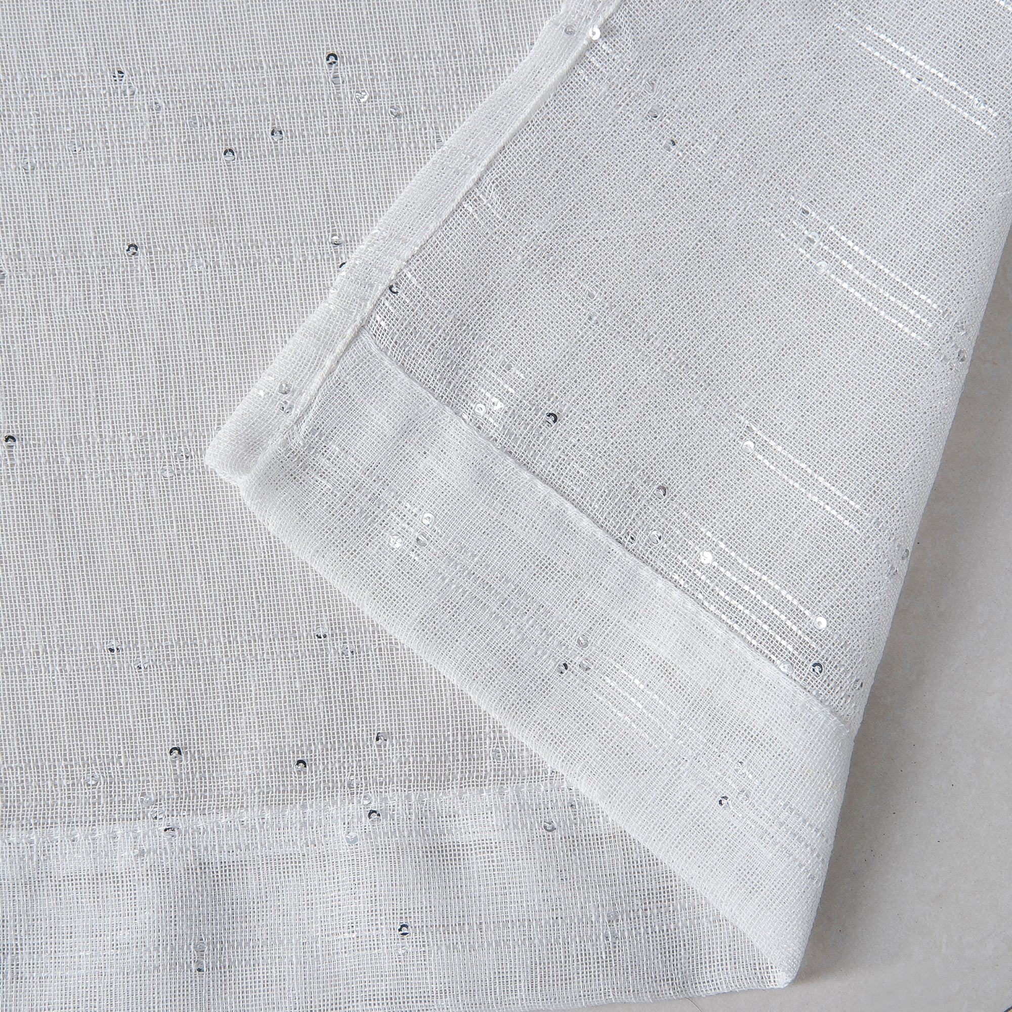 Dainty Home Shimmer Lurex Boho Embroidered Lurex Stripes With 3D Lurex Sequins Linen Look Light Filtering Grommet Panel Pair