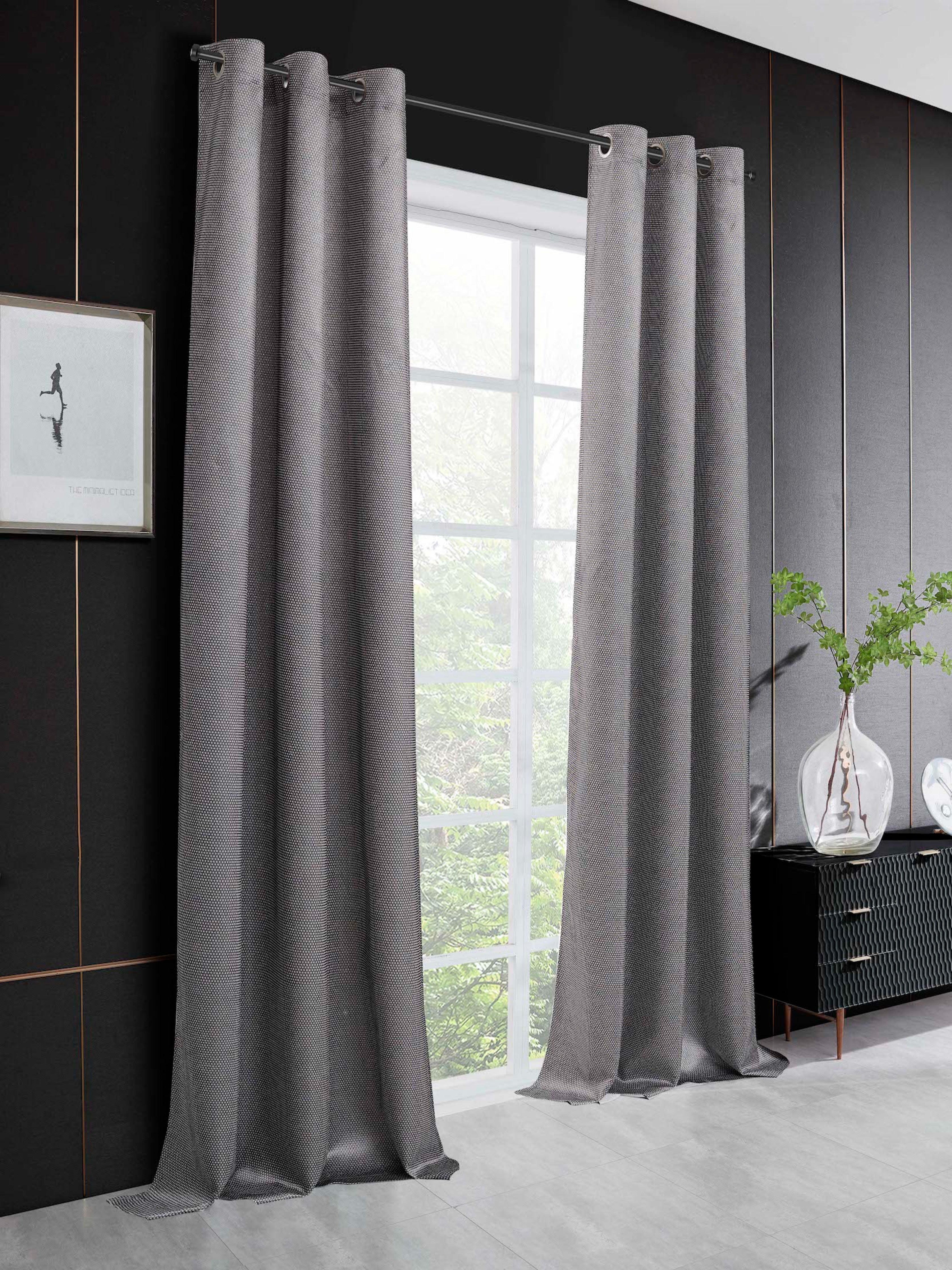 Dainty Home Stars Textured 3D Metallic Embossed Stars Thermal Insulated Blackout Grommet Panel Pair