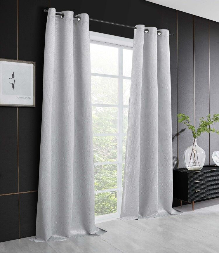 Dainty Home Stars Textured 3D Metallic Embossed Stars Thermal Insulated Blackout Grommet Panel Pair