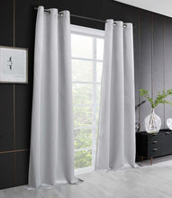 Load image into Gallery viewer, Dainty Home Stars Textured 3D Metallic Embossed Stars Thermal Insulated Blackout Grommet Panel Pair