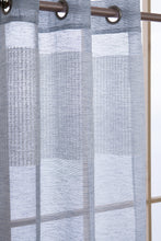 Load image into Gallery viewer, Dainty Home Sarah  Boho 3D Chenille Embroidered Microstripes Design Linen Look Light Filtering Grommet Panel Pair