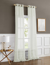 Load image into Gallery viewer, Dainty Home Sarah  Boho 3D Chenille Embroidered Microstripes Design Linen Look Light Filtering Grommet Panel Pair