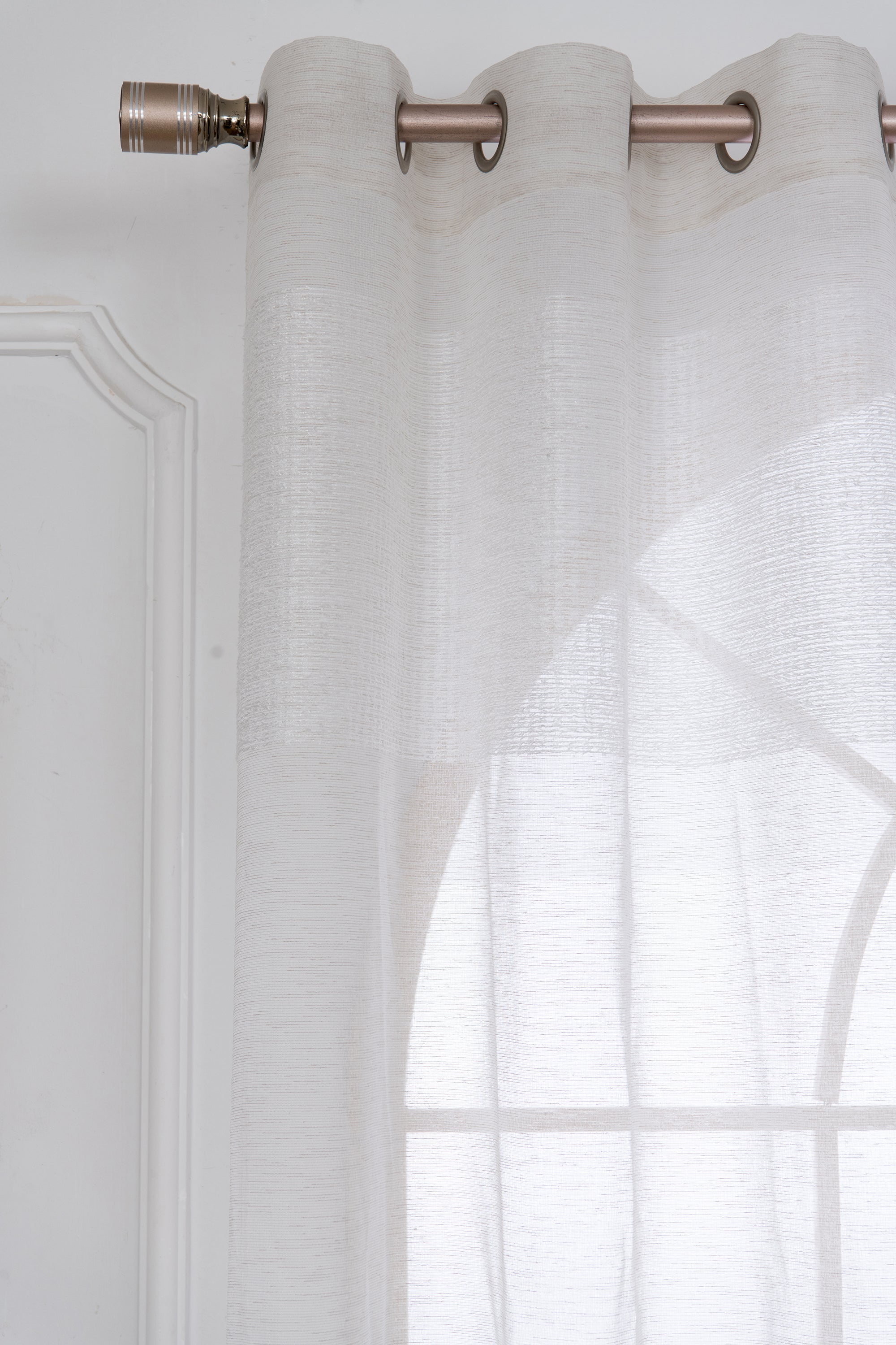 Dainty Home Sarah  Boho 3D Chenille Embroidered Microstripes Design Linen Look Light Filtering Grommet Panel Pair