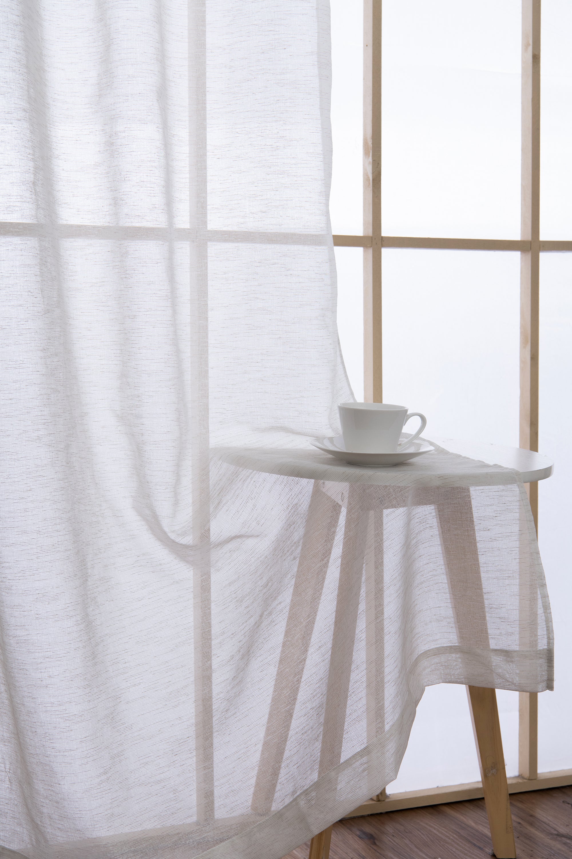 Dainty Home Sarah  Boho 3D Chenille Embroidered Microstripes Design Linen Look Light Filtering Grommet Panel Pair