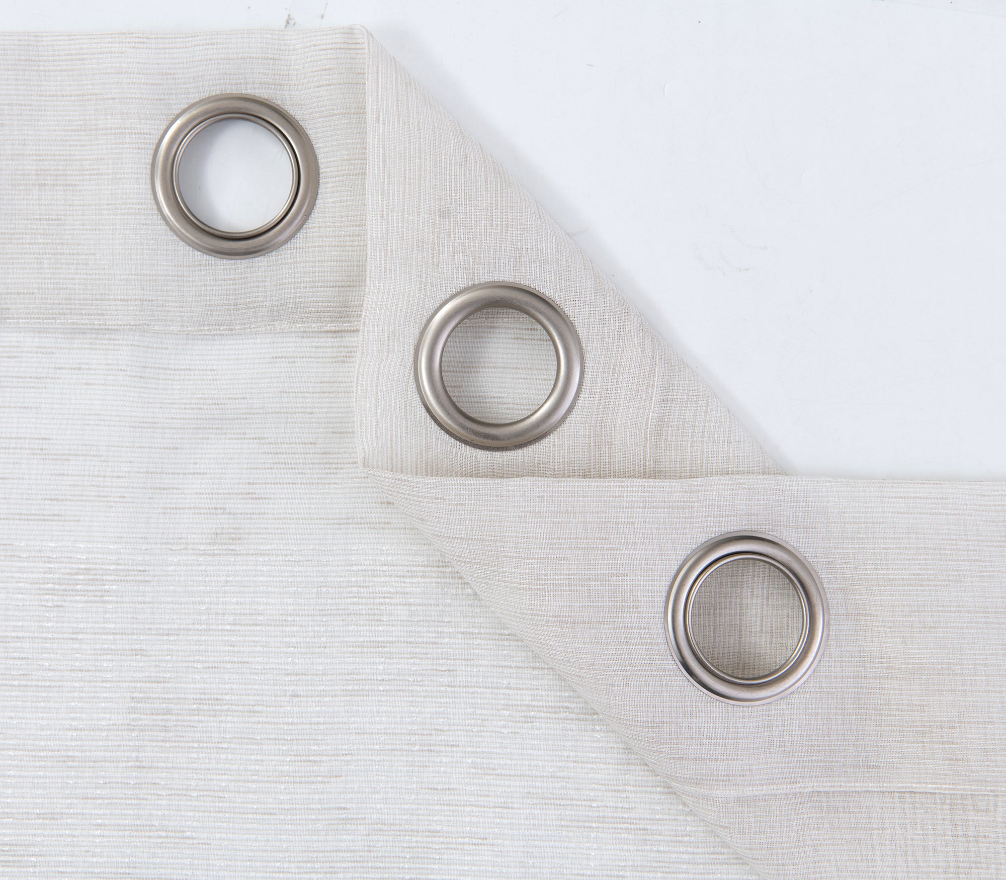 Dainty Home Sarah  Boho 3D Chenille Embroidered Microstripes Design Linen Look Light Filtering Grommet Panel Pair