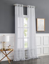 Load image into Gallery viewer, Dainty Home Sarah  Boho 3D Chenille Embroidered Microstripes Design Linen Look Light Filtering Grommet Panel Pair