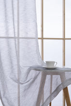 Load image into Gallery viewer, Dainty Home Sarah  Boho 3D Chenille Embroidered Microstripes Design Linen Look Light Filtering Grommet Panel Pair