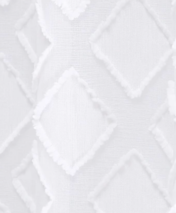 Dainty Home Katie Semi Sheer Linen Look Light Filtering Panel Pair With 3D Diamond Geometric Chenille Embroidery