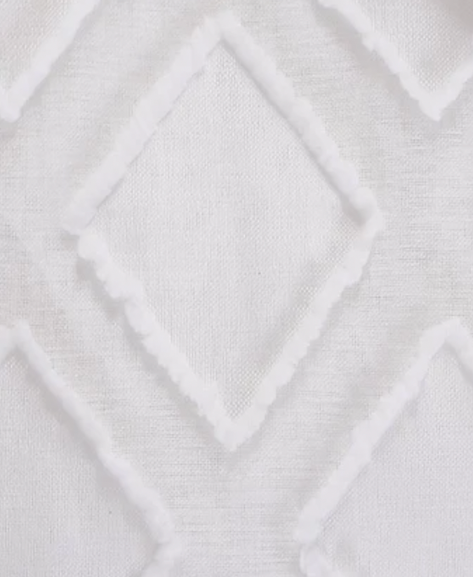 Dainty Home Katie Semi Sheer Linen Look Light Filtering Panel Pair With 3D Diamond Geometric Chenille Embroidery