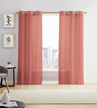 Load image into Gallery viewer, Dainty Home Hannah Solid Criss-Cross Weave Fabric Semi-Sheer Airy & Breathable Light Filtering Grommet Panel Pair