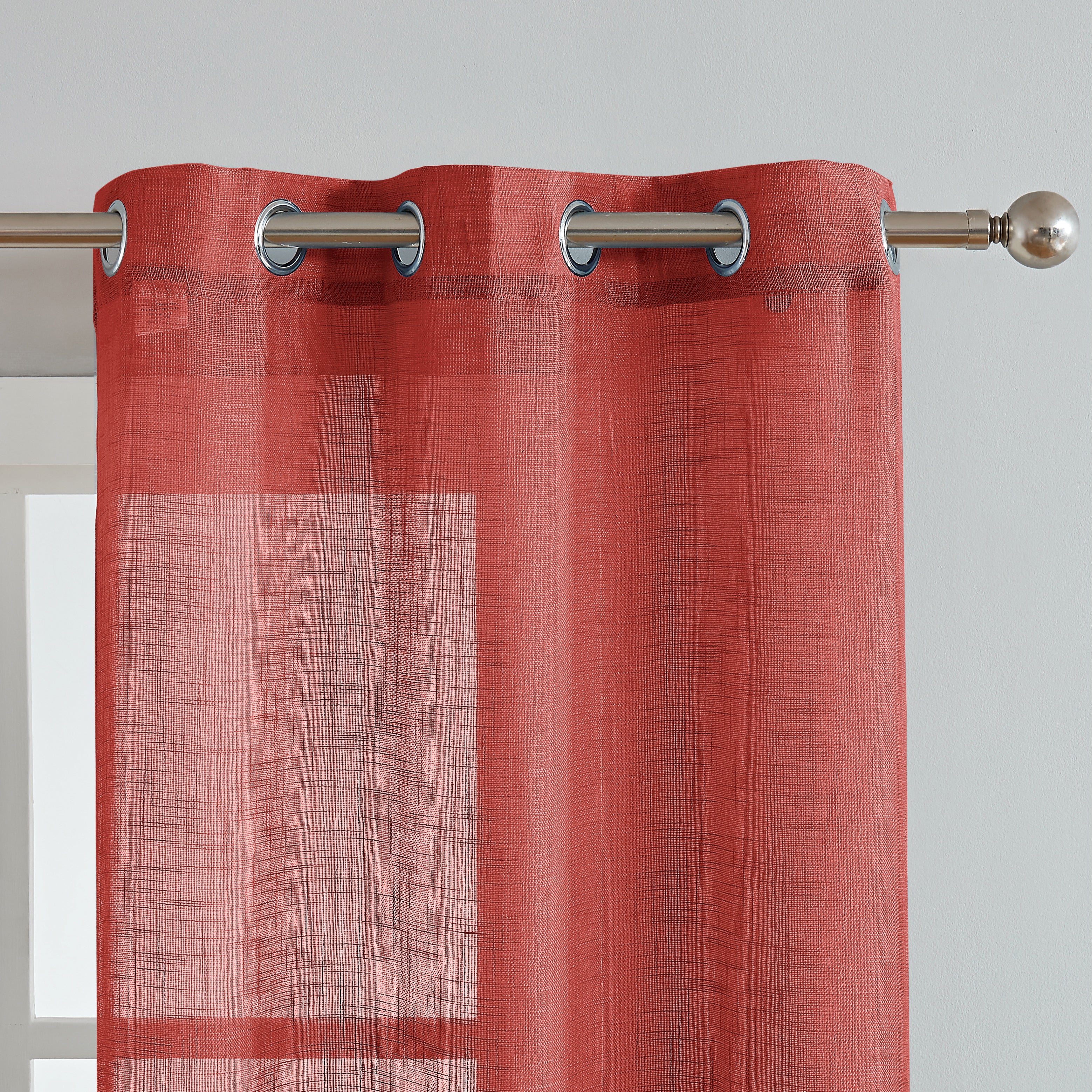 Dainty Home Hannah Solid Criss-Cross Weave Fabric Semi-Sheer Airy & Breathable Light Filtering Grommet Panel Pair