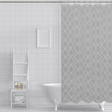 Load image into Gallery viewer, Dainty Home Aurora Modern 3D Chenille Embroidered Diamonds Linen-Look Shower Curtain