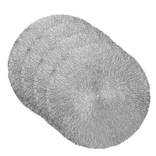 Load image into Gallery viewer, Dainty Home Royale Woven Metallic Lace Crossweave With A Sunburst Metallic Lace Pattern Reversible 15" x 15" Round Placemats