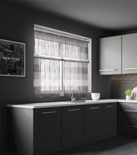 Load image into Gallery viewer, Dainty Home Silvia Boho Linen Look Striped Ombre Fabric With 3D Floral Chenille Embroidery Kitchen Curtain Set, 1 Valance 52 x 18 and 2 Tiers 26 x 36