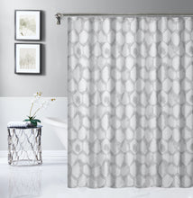 Load image into Gallery viewer, Dainty Home Tiles 3D Embossed Textured Lustrous Lurex Tile Designed Fabric Shower Curtain