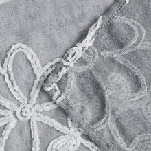 Load image into Gallery viewer, Dainty Home Rita Boho Linen Look Fabric With 3D Floral Chenille Embroidery Kitchen Curtain Set, 1 Valance 52" x 18" and 2 Tiers 26" x 36" Each