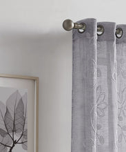 Load image into Gallery viewer, Dainty Home Rita Linen Look Boho Solid Fabric With 3D Floral Chenille Embroidery Light Filtering Grommet Panel Pair