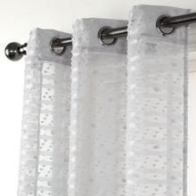 Load image into Gallery viewer, Dainty Home Cassandra Modern 3D Linen-Look Striped Fabric Shower Curtain With a 3D Cotton Like Puffs Striped Design