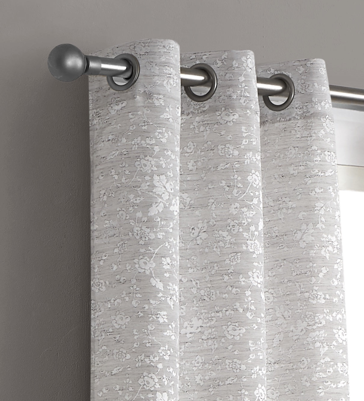 Dainty Home Priscilla Boho 3D Microstripes Textured Floral Embroidery Room Darkening Grommet Panel Pair