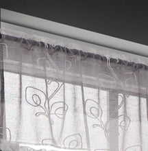Load image into Gallery viewer, Dainty Home Silvia Boho Linen Look Striped Ombre Fabric With 3D Floral Chenille Embroidery Kitchen Curtain Set, 1 Valance 52 x 18 and 2 Tiers 26 x 36