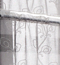 Load image into Gallery viewer, Dainty Home Silvia Boho Linen Look Striped Ombre Fabric With 3D Floral Chenille Embroidery Kitchen Curtain Set, 1 Valance 52 x 18 and 2 Tiers 26 x 36