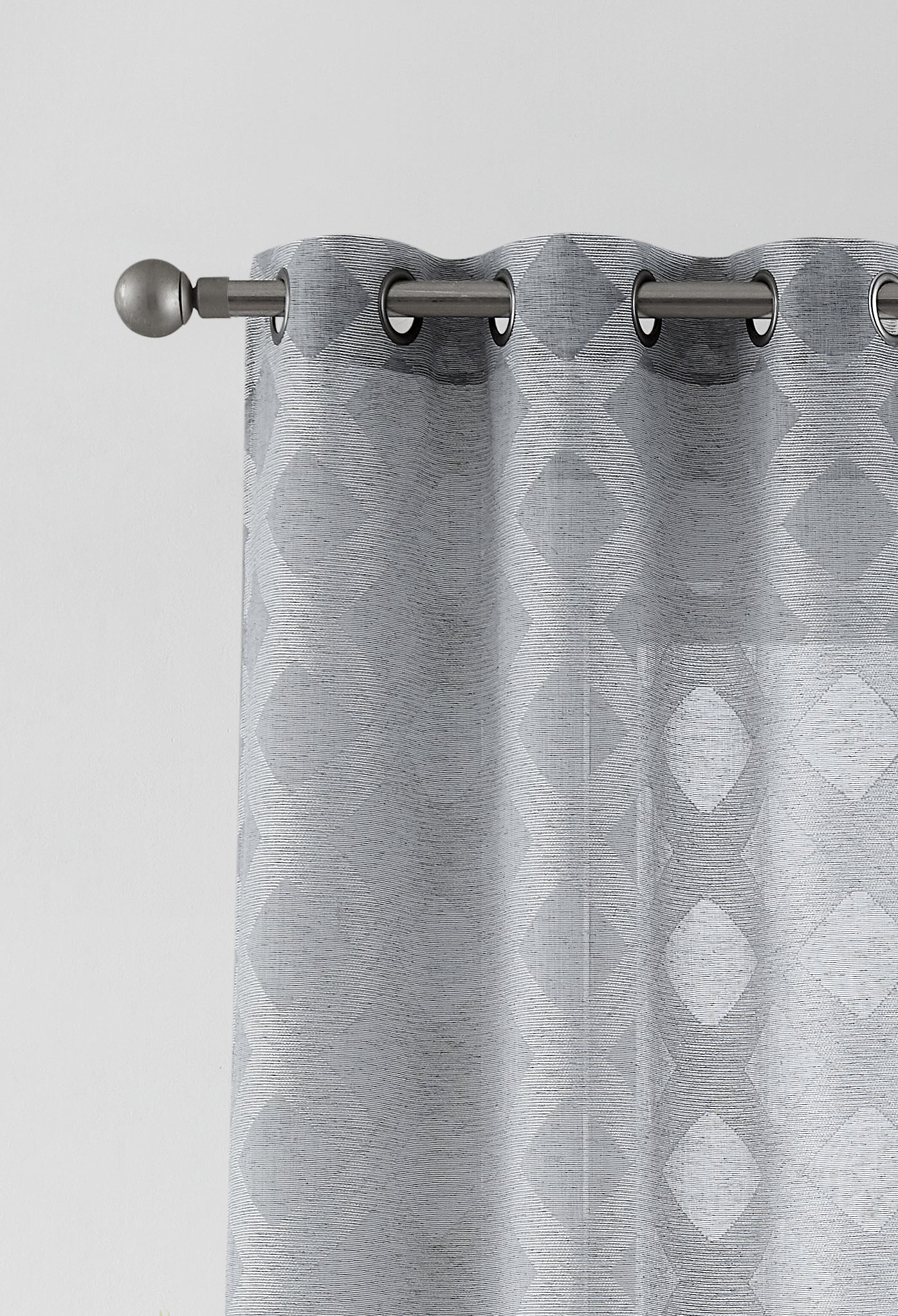 Dainty Home Diamonds Boho Embossed Diamond Design Linen Look Light Filtering Grommet Panel Pair