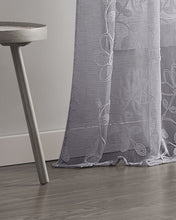 Load image into Gallery viewer, Dainty Home Rita Linen Look Boho Solid Fabric With 3D Floral Chenille Embroidery Light Filtering Grommet Panel Pair