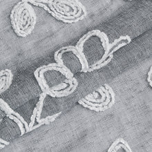 Load image into Gallery viewer, Dainty Home Rita Boho Linen Look Fabric With 3D Floral Chenille Embroidery Kitchen Curtain Set, 1 Valance 52" x 18" and 2 Tiers 26" x 36" Each