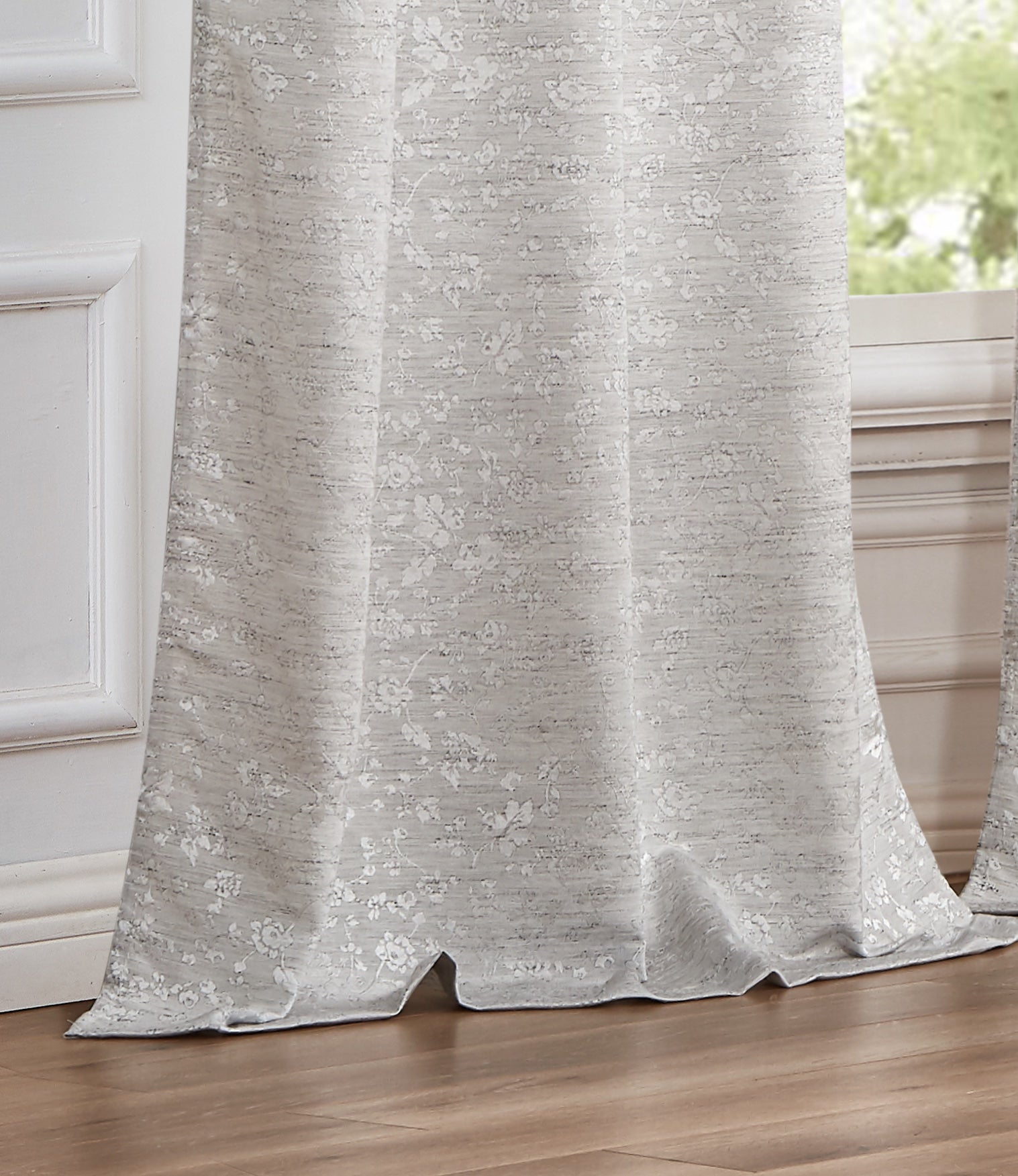 Dainty Home Priscilla Boho 3D Microstripes Textured Floral Embroidery Room Darkening Grommet Panel Pair