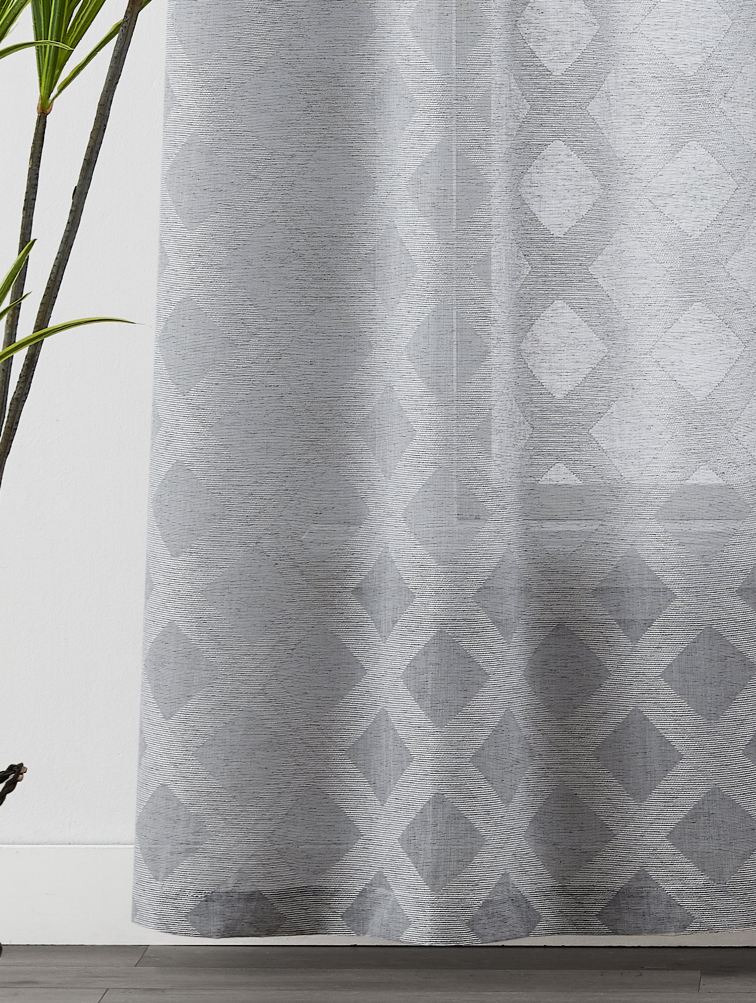 Dainty Home Diamonds Boho Embossed Diamond Design Linen Look Light Filtering Grommet Panel Pair