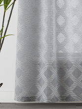 Load image into Gallery viewer, Dainty Home Diamonds Boho Embossed Diamond Design Linen Look Light Filtering Grommet Panel Pair