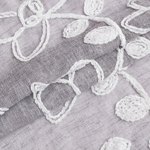 Load image into Gallery viewer, Dainty Home Rita Linen Look Boho Solid Fabric With 3D Floral Chenille Embroidery Light Filtering Grommet Panel Pair