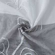 Load image into Gallery viewer, Dainty Home Silvia Boho Linen Look Striped Ombre Fabric With 3D Floral Chenille Embroidery Kitchen Curtain Set, 1 Valance 52 x 18 and 2 Tiers 26 x 36