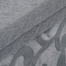 Load image into Gallery viewer, Dainty Home Natalie Boho Linen Look Fabric With 3D Applique Velvet Scroll Designed Kitchen Curtain Set, 1 Valance 52" x 18" and 2 Tiers 26" x 36"