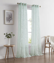 Load image into Gallery viewer, Dainty Home Rita Linen Look Boho Solid Fabric With 3D Floral Chenille Embroidery Light Filtering Grommet Panel Pair